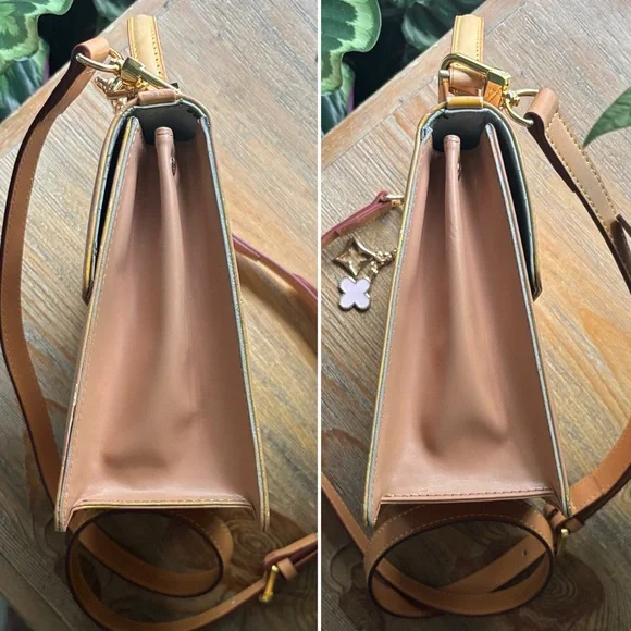 Louis Vuitton Spring Street Bag Peach Painted Vernis Vachetta Crossbody Bag Gold - Picture 8 of 16